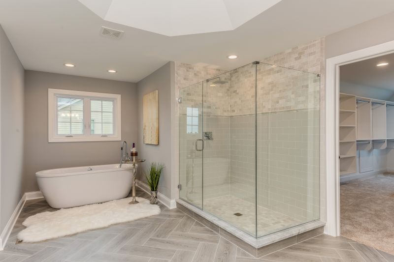 Contemporary Bathroom with Glass Doors